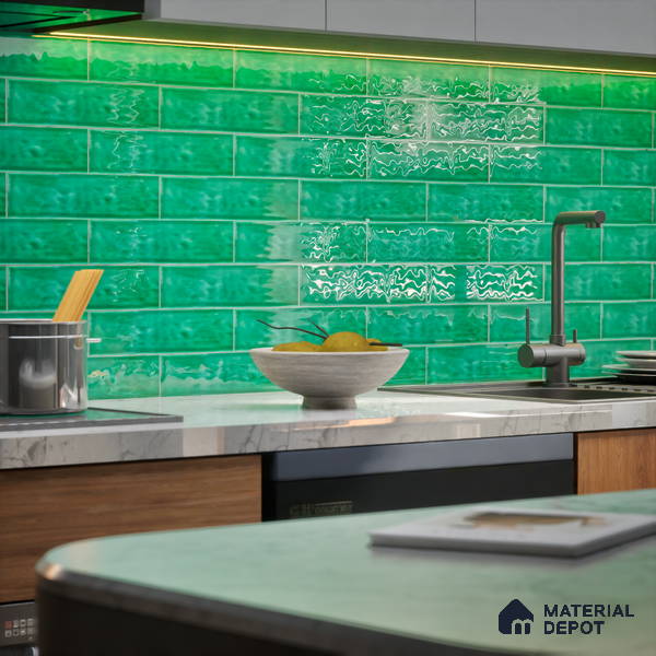 Green Glossy TL 03802 D Green 300x75 mm Glossy Finish Ceramic Wall