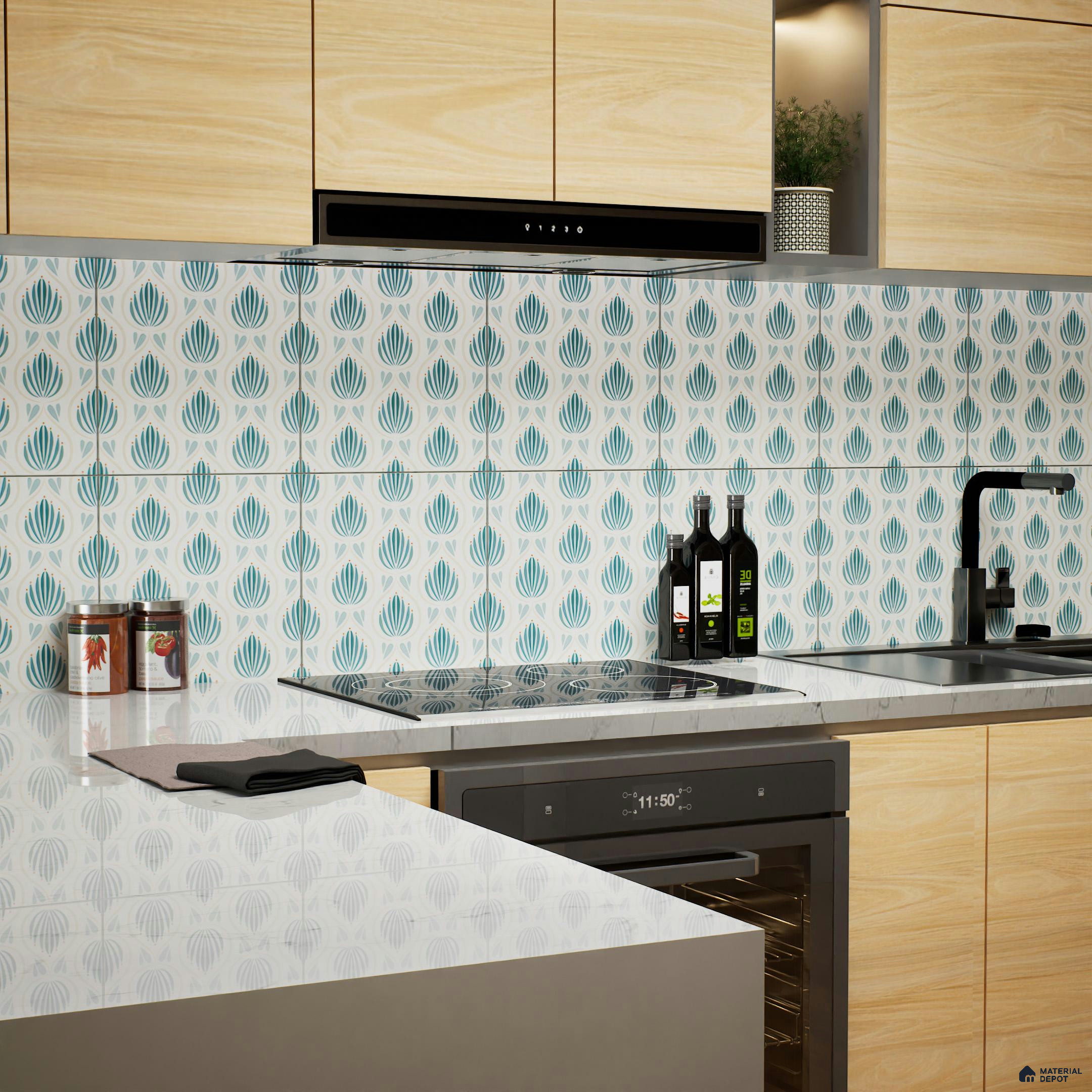 Moroccan Wall Tile TL 05085 Morissa Azure Frost 1 ft x 1 ft